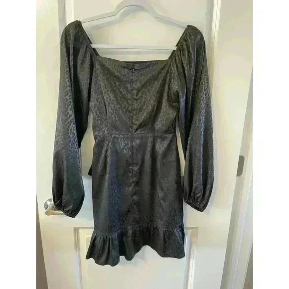 Women’s small Black Altar’d State leopard print Wrap Mini Dress Size Small - Picture 2 of 8